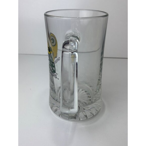Green Bay Packers Glass Beer Mug Handle Football Logo NFL Collectible 6.5”  Heav - Picture 2 of 6
